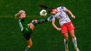 <p>Denise O'Sullivan in action against Martyna Wiankowska of Poland during the 2027 FIFA Women’s World Cup Qualifier match at the Aviva Stadium. Pic: Tyler Miller/Sportsfile</p>