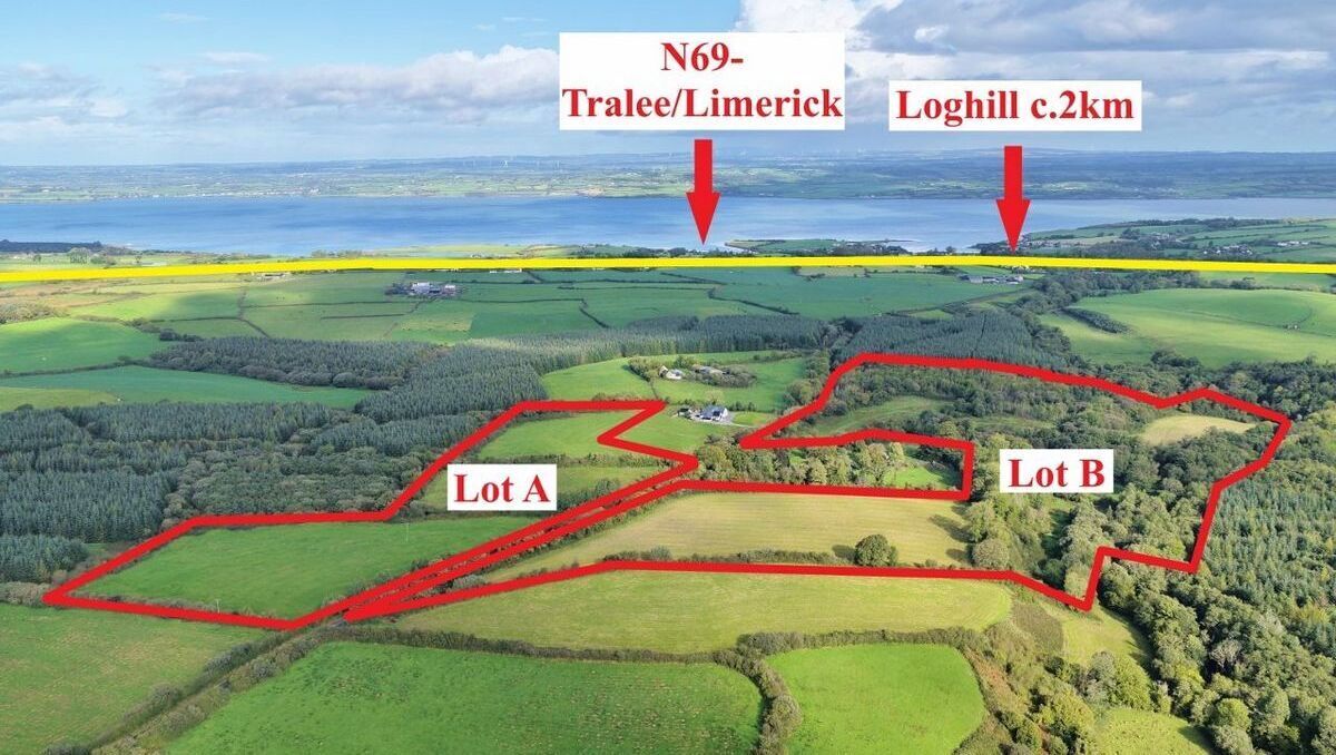The 34-acre farm is available in three separate lots or as the entire holding.