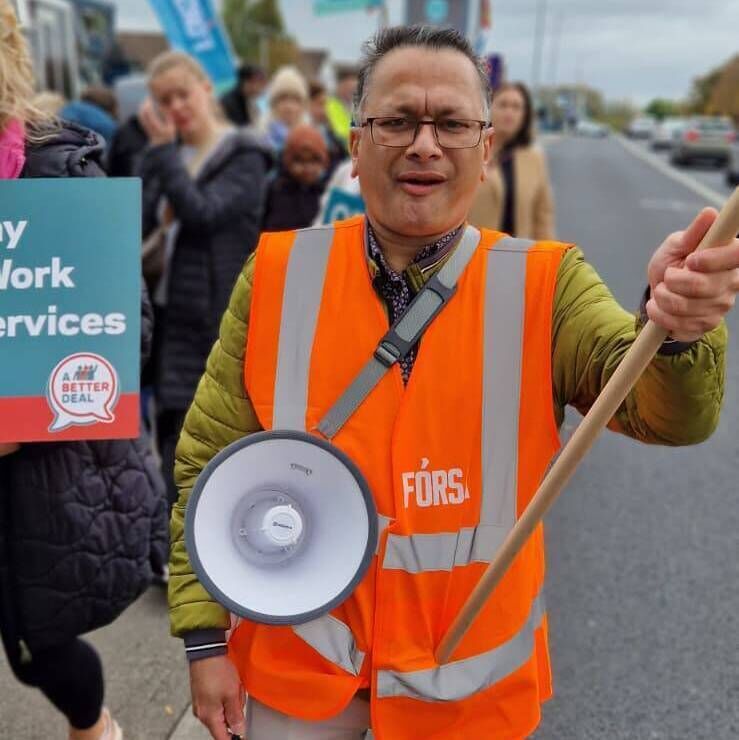 Narangin Srinivasan, Fórsa health and welfare branch officer for Limerick, on the picket line at University Hospital Limerick during Wednesday's nationwide public sector strike. Picture: Niamh Griffin Narangin Srinivasan, Fórsa health and welfare branch officer for Limerick, on the picket line at University Hospital Limerick during Wednesday's nationwide public sector strike. Picture: Niamh Griffin