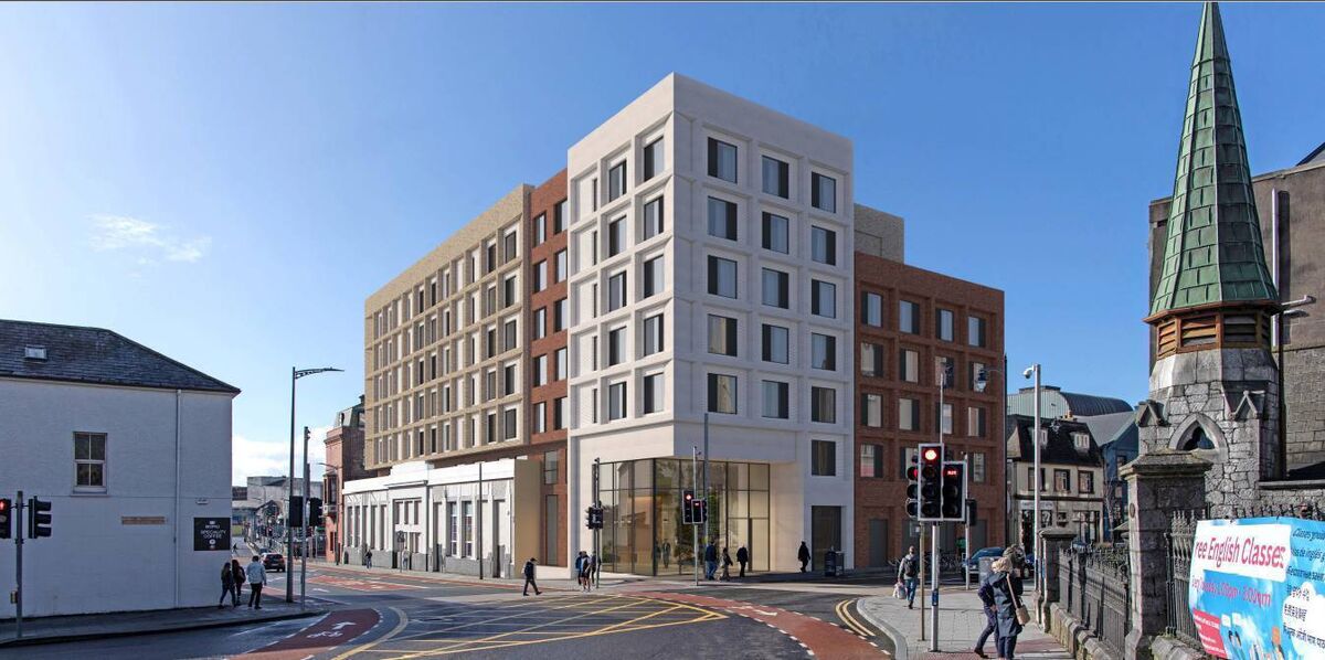CGI of the 174-bed Premier Inn hotel that will be built on the site of the Leisureplex, below, at the junction of McCurtain St, Brian Boru St, and Summerhill. CGI of the 174-bed Premier Inn hotel that will be built on the site of the Leisureplex, below, at the junction of McCurtain St, Brian Boru St, and Summerhill.