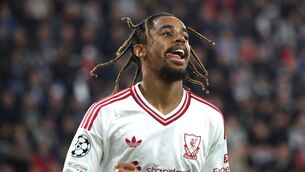 <p>Bradley Barcola celebrates scoring (Karl-Josef Hildenbrand/PA)</p>