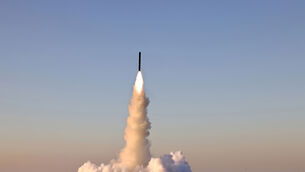 An underwater-launched missile test in the North Korea’s eastern waters (Korean Central News Agency/Korea News Service via AP)