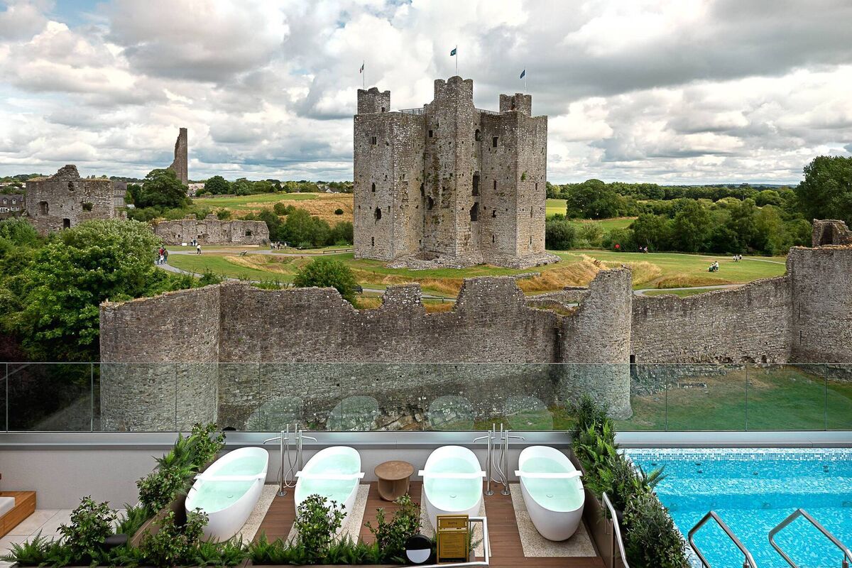 The view form Trim Castle's rooftop thermal spa The view form Trim Castle's rooftop thermal spa