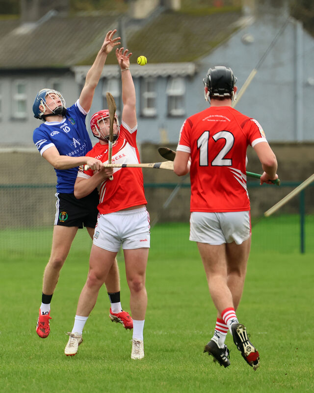 Eanna Tucker, St Joseph's, and Finn Connaughton, Midleton CBS, up for the sliotar. Picture: Brendan Gleeson Eanna Tucker, St Joseph's, and Finn Connaughton, Midleton CBS, up for the sliotar. Picture: Brendan Gleeson