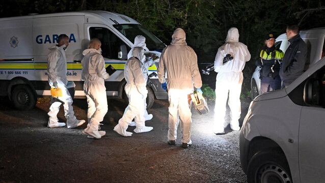 <p>Garda forensics teams at the scene after a body was discovered near a wastewater treatment plant at Ballyellis in Mallow. Picture: Eddie O'Hare</p>