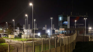 <p>The Eurotunnel terminal site is pictured after a shuttle bus crashed into a freight train. (AP Photo/Jean-Francois Badias)</p>