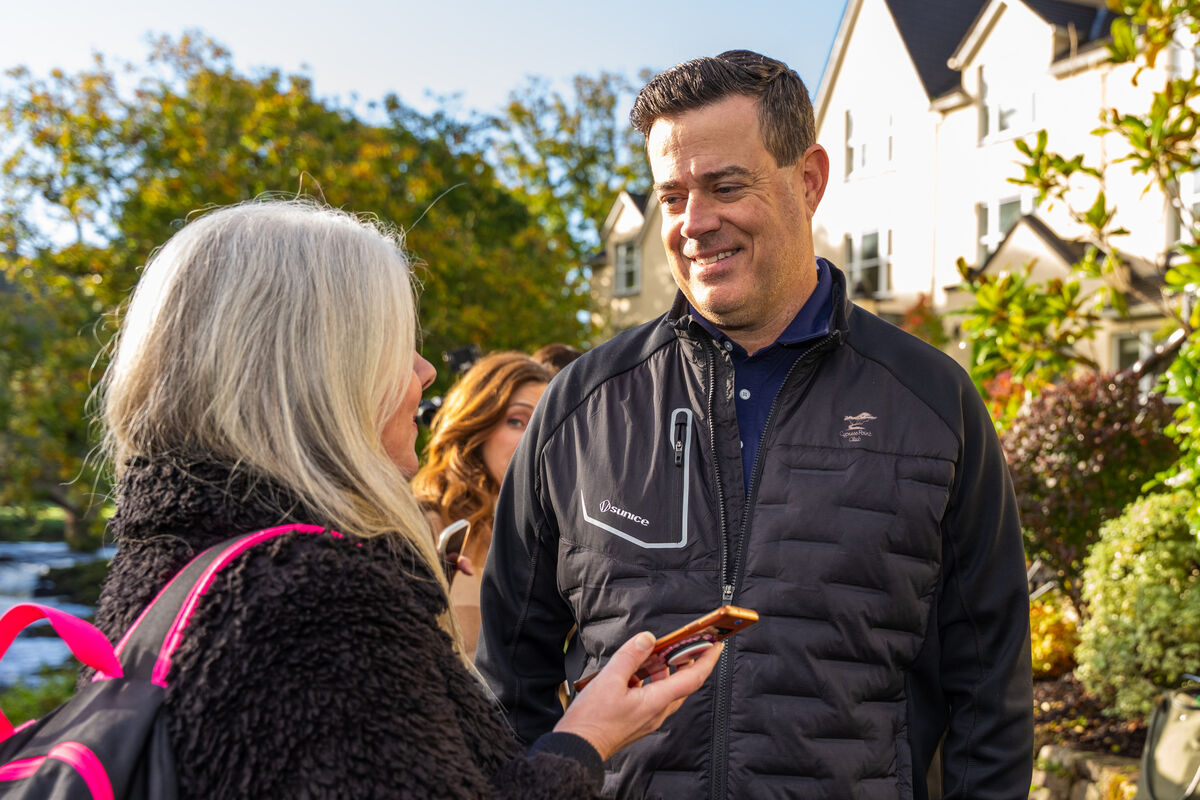 NBC Today host Carson Daly chats with Irish Examiner journalist Deirdre McArdle ahead of NBC’s broadcast live from Sheen Falls Hotel in Kenmare. Picture: Noel Sweeney NBC Today host Carson Daly chats with Irish Examiner journalist Deirdre McArdle ahead of NBC’s broadcast live from Sheen Falls Hotel in Kenmare. Picture: Noel Sweeney