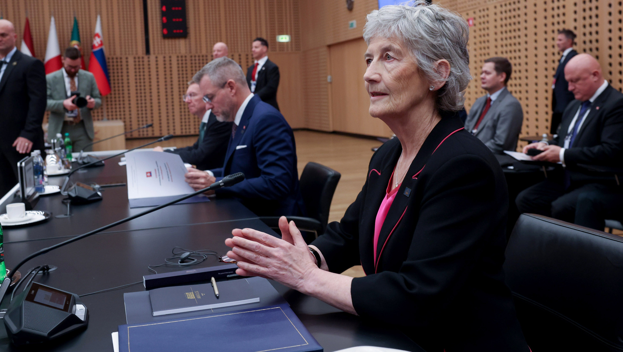 President Catherine Connolly at an informal meeting of the Arraiolos Group in Slovenia where she questioned how nations can 'credibly talk about peace, progress, and security' when there is a toleration of the 'normalisation of war and genocide'. Picture: Tony Maxwell