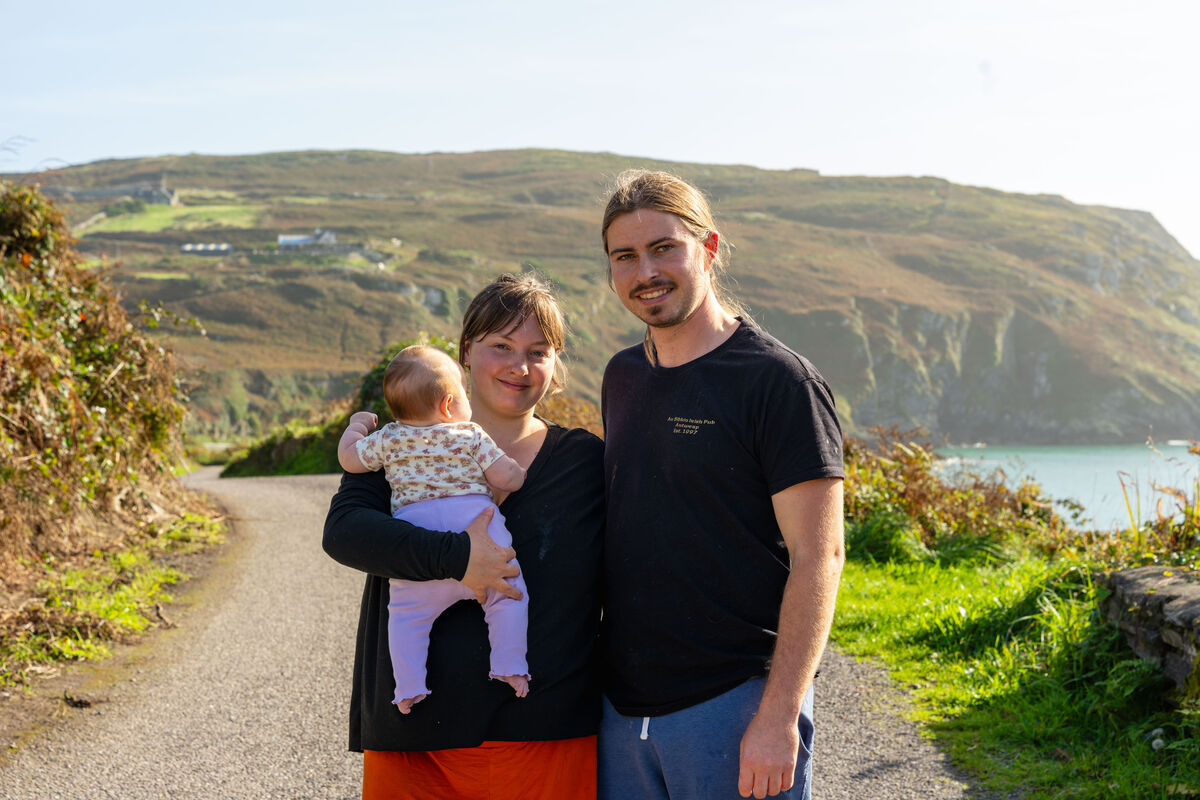 Islanders Amelia DeCarteret and Daithí Collis with their three-month-old baby. Picture: Noel Sweeney Islanders Amelia DeCarteret and Daithí Collis with their three-month-old baby. Picture: Noel Sweeney
