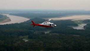 A helicopter from Brazil’s environmental agency flies over an area of the Amazon rainforest (Edmar Barros/AP) A helicopter from Brazil’s environmental agency flies over an area of the Amazon rainforest (Edmar Barros/AP)