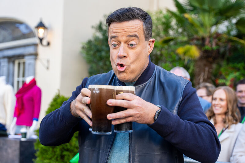 NBC Today host Carson Daly enjoys a triple helping of Guinness as part of NBC’s today show which is broadcast live from Sheen Falls hotel in Kenmare Co. Kerry today. Picture: Noel Sweeney NBC Today host Carson Daly enjoys a triple helping of Guinness as part of NBC’s today show which is broadcast live from Sheen Falls hotel in Kenmare Co. Kerry today. Picture: Noel Sweeney