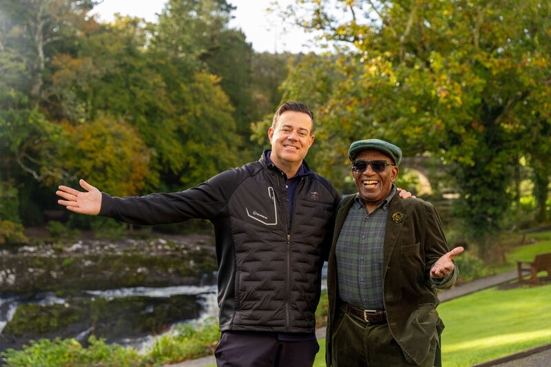 NBC Today hosts Carson Daly and Al Roker smile for the cameras ahead of their NBC’s today show which is broadcast live from Sheen Falls hotel in Kenmare Co. Kerry today. Picture: Noel Sweeney NBC Today hosts Carson Daly and Al Roker smile for the cameras ahead of their NBC’s today show which is broadcast live from Sheen Falls hotel in Kenmare Co. Kerry today. Picture: Noel Sweeney