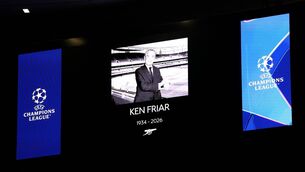 <p>The screen shows a tribute to the late Ken Friar during the UEFA Champions League 2026/27 League Phase MD2 match between Arsenal FC and LOSC Lille at Arsenal Stadium on October 13, 2026 in London, England. (Photo by Justin Setterfield/Getty Images)</p> <p>The screen shows a tribute to the late Ken Friar during the UEFA Champions League 2026/27 League Phase MD2 match between Arsenal FC and LOSC Lille at Arsenal Stadium on October 13, 2026 in London, England. (Photo by Justin Setterfield/Getty Images)</p>