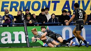 <p>Tommy O'Brien scored Leinster's seventh try against Clermont Seb Daly/Sportsfile</p> <p>Tommy O'Brien scored Leinster's seventh try against Clermont Seb Daly/Sportsfile</p>