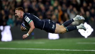 <p>Frawley scored two tries in a man of the match performance for Connacht in Galway. Pic: ©INPHO/James Crombie</p> <p>Frawley scored two tries in a man of the match performance for Connacht in Galway. Pic: ©INPHO/James Crombie</p>