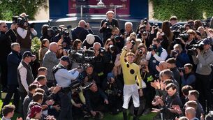 <p>Billy Loughnane is crowned Champion Jockey.</p> <p>Billy Loughnane is crowned Champion Jockey.</p>