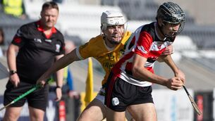 <p> Echo Sport: EE: John McHale : GAA: PIHC Final: Ballincollig v Dungourney in Pairc Ui Chaoimh: Ballincollig’s Kevin O’ Leary under pressure from Dungourney‘s Jack Leahy. Picture: Chani Anderson</p>