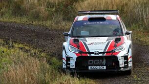 <p>Carryduff's Jonny Greer (Toyota GR Yaris Rally2) and his Sligo co-driver Niall Burns slide their Toyota GR Yaris Rally2 through a bend during the Premier Car Parts Dogleap Rally. Pic: Courtesy of William Neill. </p> <p>Carryduff's Jonny Greer (Toyota GR Yaris Rally2) and his Sligo co-driver Niall Burns slide their Toyota GR Yaris Rally2 through a bend during the Premier Car Parts Dogleap Rally. Pic: Courtesy of William Neill. </p>