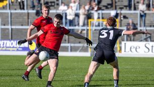 <p>Sean O'Shea scored eight points for Kenmare, including a two-pointer and a two-point free, as his side beat North Kerry to reach the club's first Kerry SFC final. Pic: Tatyana McGough.</p>