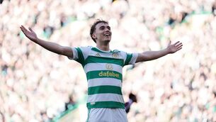 <p>Celtic's Callum Osmand celebrates scoring. Pic: Andrew Milligan/the Press Association.</p>