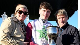 <p>Kings Hill and Danny Gilligan with Mom Natalie and Dad Paul after their win. Pic: Healy Racing</p> <p>Kings Hill and Danny Gilligan with Mom Natalie and Dad Paul after their win. Pic: Healy Racing</p>