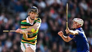<p>Robert Downey of Glen Rovers in action against John Wigginton Barrett of St Finbarr’s during the Cork County Premier Senior Club Hurling Championship final match between Glen Rovers and St Finbarr's at SuperValu Páirc Uí Chaoimh in Cork. Photo by Seb Daly/Sportsfile</p> <p>Robert Downey of Glen Rovers in action against John Wigginton Barrett of St Finbarr’s during the Cork County Premier Senior Club Hurling Championship final match between Glen Rovers and St Finbarr's at SuperValu Páirc Uí Chaoimh in Cork. Photo by Seb Daly/Sportsfile</p>