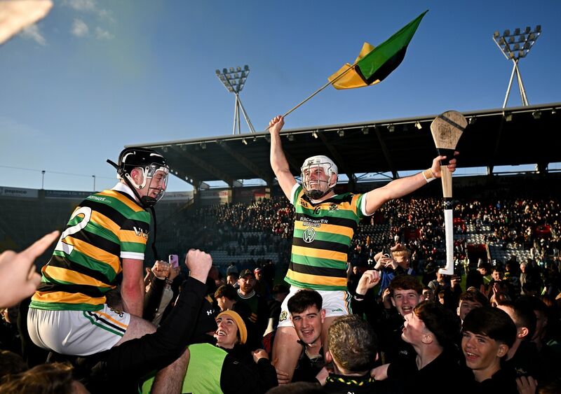 Glen Rovers players Lee Quilligan, right, and Liam Coughlan celebrate with supporters. Pic: Seb Daly/Sportsfile Glen Rovers players Lee Quilligan, right, and Liam Coughlan celebrate with supporters. Pic: Seb Daly/Sportsfile