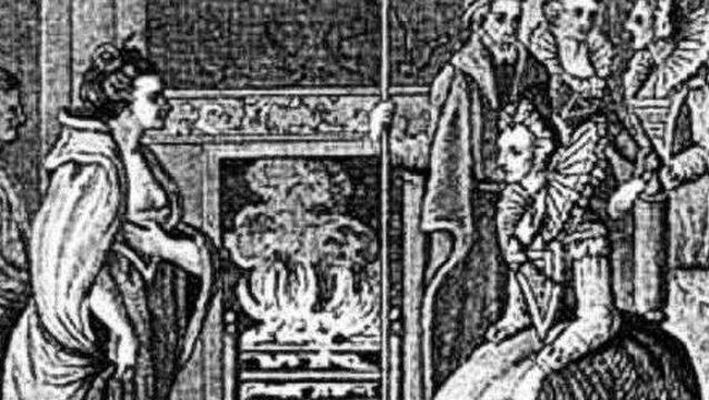 <p>An illustration of the meeting of Grace O'Malley (left) and Queen Elizabeth I </p>