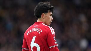 <p>Manchester United's Lisandro Martinez during the Premier League match at Elland Road. Pic: Annabel Lee-Ellis/the Press Association.</p>
