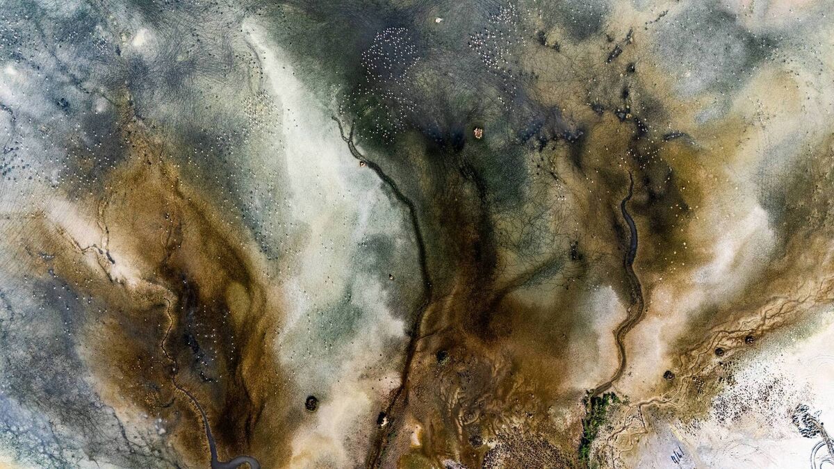 An aerial photograph showing rivers flowing into Duden Lake, part of "Tuz Golu" salt lake, and the flamingos feeding in its shallows near Konya in central Turkey on October 10, 2026. Turkey's second-largest lake has become a stark symbol of a growing water crisis, with drought and intensive groundwater use threatening a unique ecosystem that supports wildlife, industry and tourism. Photo: Ozan Kose/AFPvia Getty Images An aerial photograph showing rivers flowing into Duden Lake, part of "Tuz Golu" salt lake, and the flamingos feeding in its shallows near Konya in central Turkey on October 10, 2026. Turkey's second-largest lake has become a stark symbol of a growing water crisis, with drought and intensive groundwater use threatening a unique ecosystem that supports wildlife, industry and tourism. Photo: Ozan Kose/AFPvia Getty Images