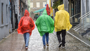 <p> Dressed for the rain on the South Mall, Cork were Edzel, Andrea and Aurora Carrillos as Met Éireann issue a wind and rain warning for Kerry and Cork. File picture: Dan Linehan</p> <p> Dressed for the rain on the South Mall, Cork were Edzel, Andrea and Aurora Carrillos as Met Éireann issue a wind and rain warning for Kerry and Cork. File picture: Dan Linehan</p>