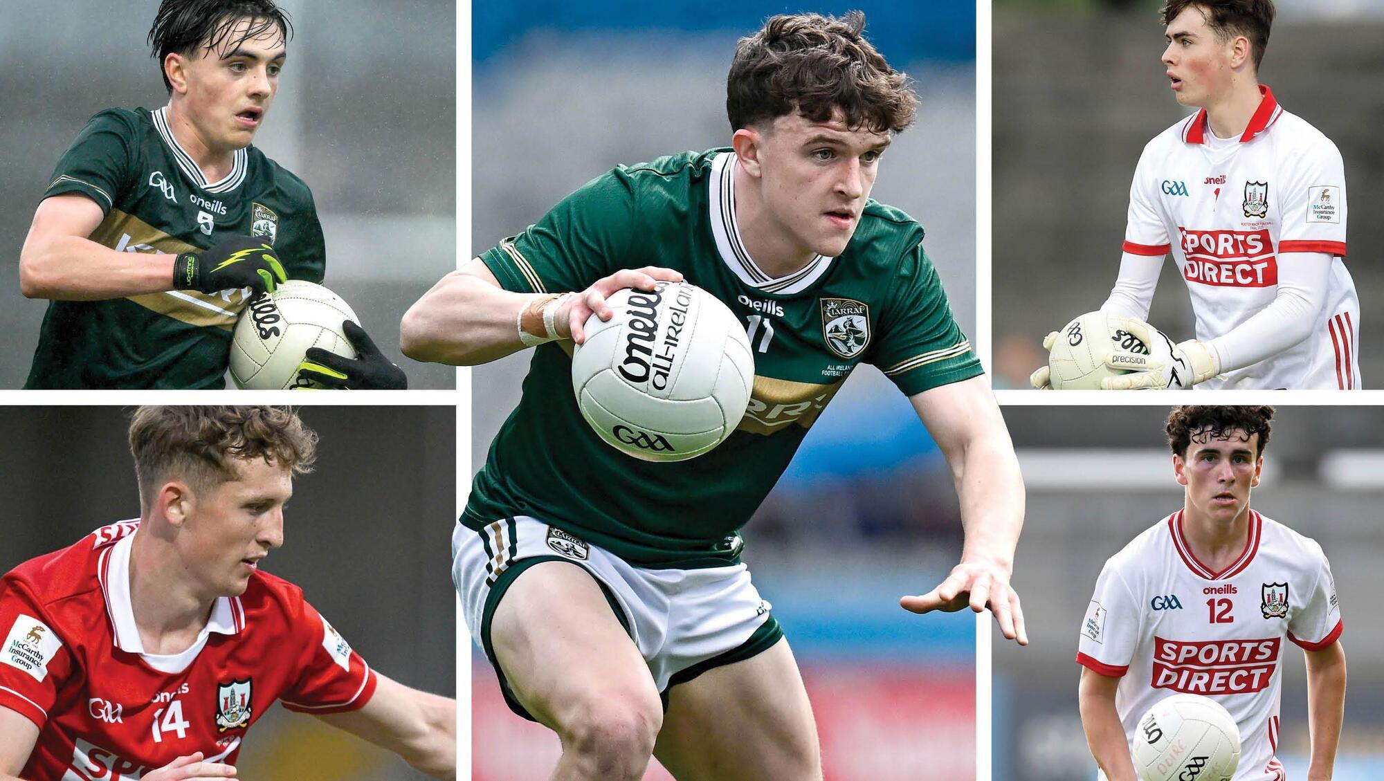 TOP TALENTS: Clockwise from top left: Presentation Milltown's Danny Murphy, Tralee CBS' Gearóid White, Clonakilty CC's Rory Twohig, Coláiste Choilm's Joe Miskella and St Francis, Rochestown's Ben Corkery-Delaney. All have already prospered at inter-county level