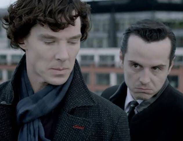 Andrew Scott with Benedict Cumberbatch in Sherlock. Andrew Scott with Benedict Cumberbatch in Sherlock.