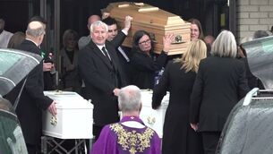 <p>The coffins of Philip and Kim English and two of their sons, Jayden and Callum, carried from Sacred Heart Church, The Folly, Waterford, after their funerals. Picture: Cate McCurry</p> <p>The coffins of Philip and Kim English and two of their sons, Jayden and Callum, carried from Sacred Heart Church, The Folly, Waterford, after their funerals. Picture: Cate McCurry</p>