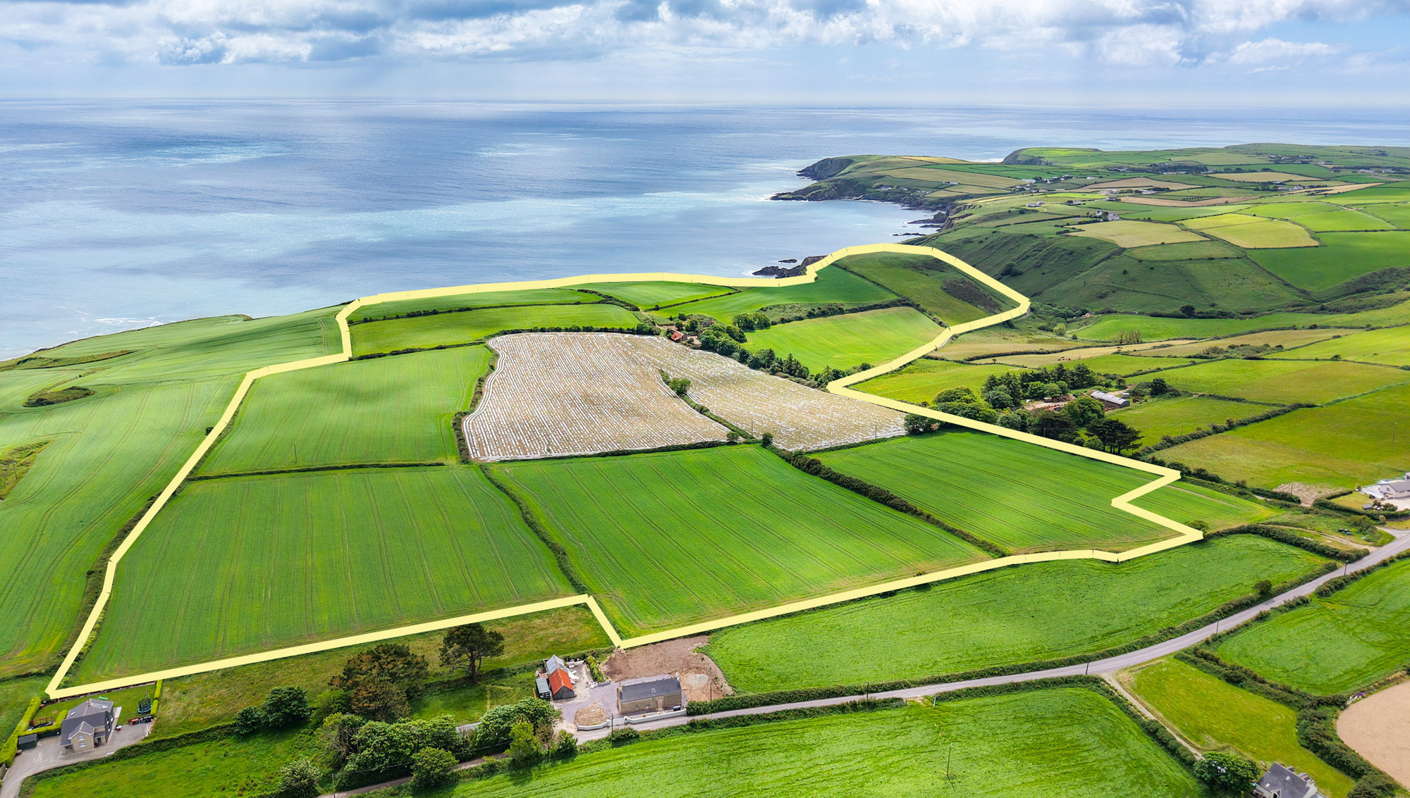 Aerial view of the 90-acre coastal farm Brownstown House, sold recently default