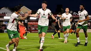 <p>Cillian Murphy of Cork City celebrates with teammate Seani Maguire (left) after scoring his side's first goal in the SSE Airtricity Men’s First Division match between Cork City and Wexford at Turner's Cross in Cork. Photo by Stephen McCarthy/Sportsfile</p> <p>Cillian Murphy of Cork City celebrates with teammate Seani Maguire (left) after scoring his side's first goal in the SSE Airtricity Men’s First Division match between Cork City and Wexford at Turner's Cross in Cork. Photo by Stephen McCarthy/Sportsfile</p>