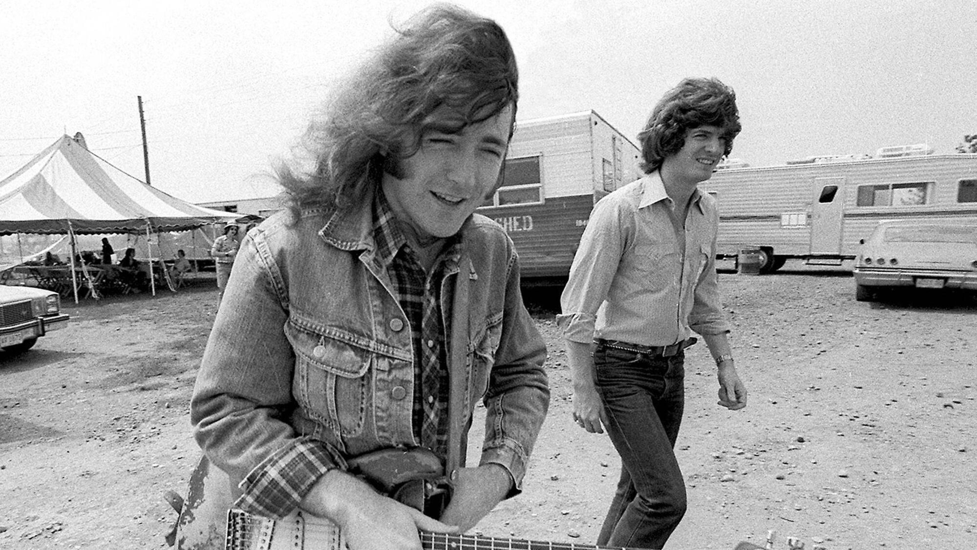 Rory Gallagher and his brother Dónal in Dayton, Ohio, in 1976, the cover photo from Edged In Blue. Picture: Fin Costello 