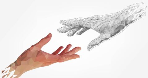 Low polygonal human and robot hands