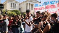 Students, teachers stage demonstration in Athens, Greece