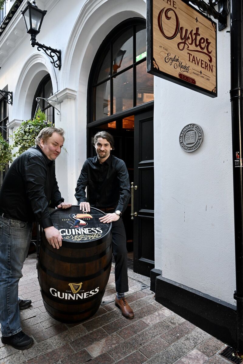 Jonathan Keyes and Thomas Harden at The Oyster Tavern at the English Market, Market Lane. The bar re-opens at 3pm on Thursday in time for the Guinness Jazz Festival. Picture: Larry Cummins Jonathan Keyes and Thomas Harden at The Oyster Tavern at the English Market, Market Lane. The bar re-opens at 3pm on Thursday in time for the Guinness Jazz Festival. Picture: Larry Cummins