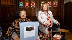 <p>From left: Margaret Kennedy and Gladys O’Neill, members of disability advocacy group Cothrom at the seminar in Dublin on Wednesday. Picture: Karl Hussey</p>