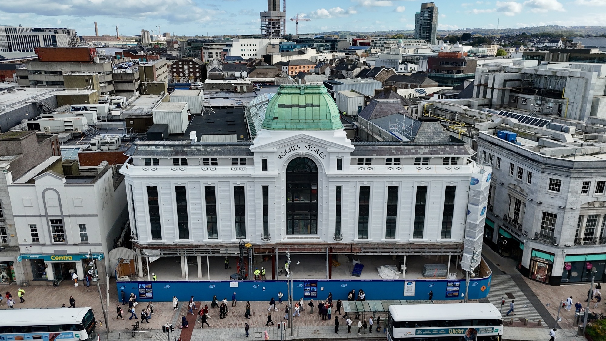  Construction wrapping and scaffolding has been removed from the front facade of the former Roches Stores building on St Patrick’s Street, Cork. Picture: Larry Cummins 21.10.2026