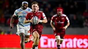 <p>Charlie O'Shea of Munster makes a break during the Investec Champions Cup Round 1 match between Munster and Racing 92. Pic: Shauna Clinton/Sportsfile</p> <p>Charlie O'Shea of Munster makes a break during the Investec Champions Cup Round 1 match between Munster and Racing 92. Pic: Shauna Clinton/Sportsfile</p>