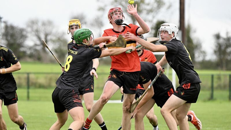 Danny O’ Donovan, CBC battles to hold possession against John the Baptist CS. Picture: Larry Cummins Danny O’ Donovan, CBC battles to hold possession against John the Baptist CS. Picture: Larry Cummins