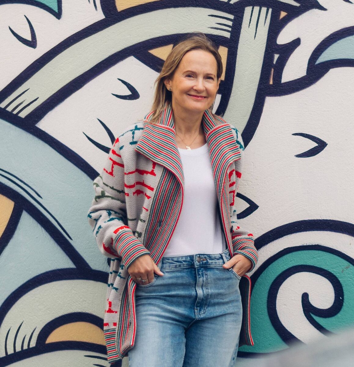 Christine Murphy, founder, Urban Aran, wearing one of her designs. Christine Murphy, founder, Urban Aran, wearing one of her designs.
