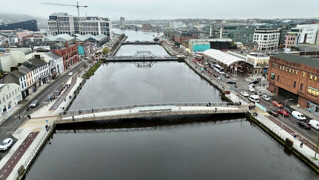 <p>Garda Paul McCarthy previously testified the Mary Elmes Bridge in Cork city was damaged with portion of it crashing into the River Lee when the cherry picker was driven on to the pedestrian bridge, causing some of the bridge floor to crash into the River Lee. Picture: Larry Cummins</p>
