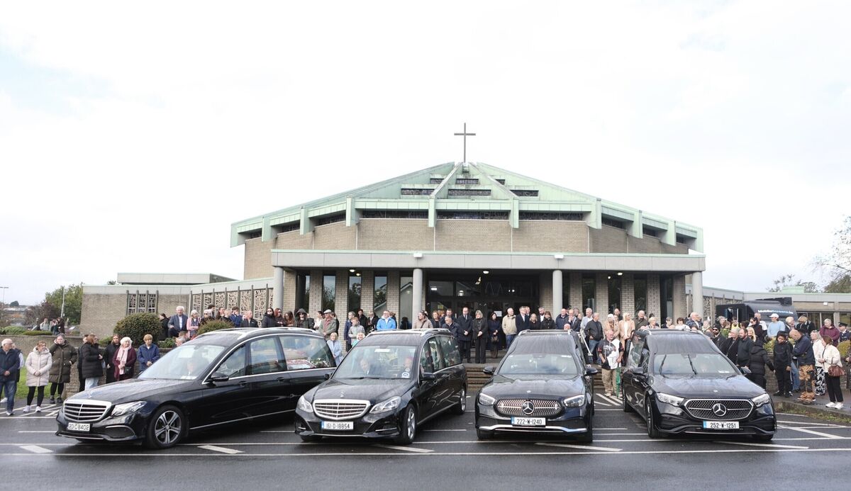 The hearses arriving arriving for the funeral of Philip and Kim English and their sons, Jayden and Callum, at the Sacred Heart Church Parish Centre, The Folly, Waterford. Picture: Evan Treacy/the Press Association The hearses arriving arriving for the funeral of Philip and Kim English and their sons, Jayden and Callum, at the Sacred Heart Church Parish Centre, The Folly, Waterford. Picture: Evan Treacy/the Press Association