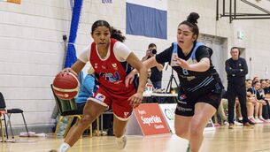 <p>Glanmire's Annaliese Murphy stretches to block an advance by Brunell’s Alayna Contreras. Pic: Chani Anderson</p> <p>Glanmire's Annaliese Murphy stretches to block an advance by Brunell’s Alayna Contreras. Pic: Chani Anderson</p>