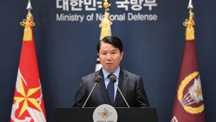 Defence minister Kim Hong-Cheol outlined the proposal (Suh Dae-yeon/Yonhap via AP)