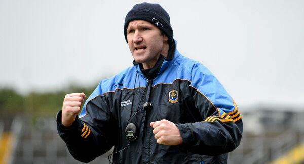 Roscommon joint-manager Fergal O'Donnell pumps the air as Kerry are defeated in Killarney.